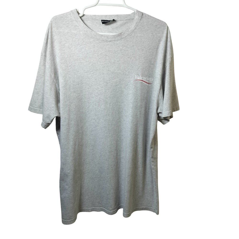 Balenciaga Political Campaign Logo T-Shirt Grey Heather Short Sleeve Tee